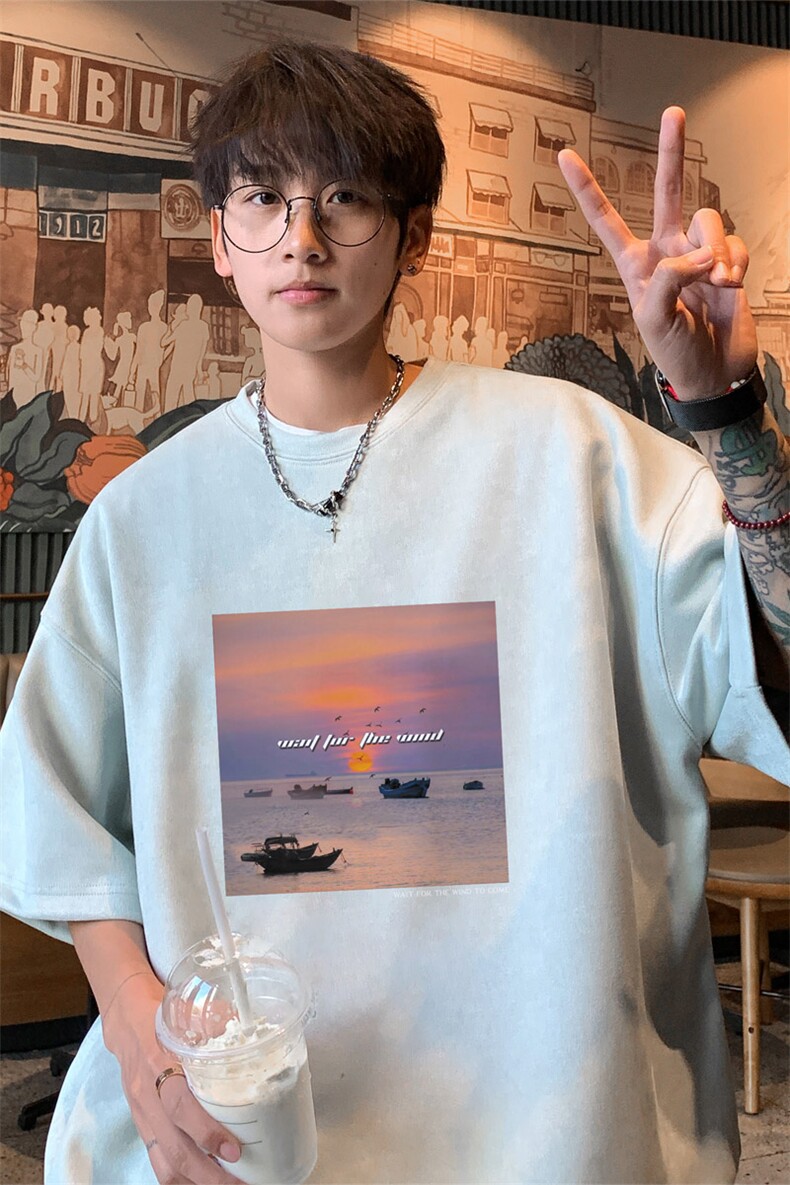 ！2025夏季男士麂皮绒短袖T恤潮牌情侣半袖衫TL2465特P19,男装T恤,电商B220
