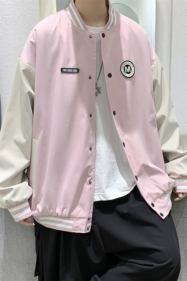 现货2022港风春装休闲男女情侣款夹克外套上衣D201-DM88-P65,男装夹克,电商D321-1