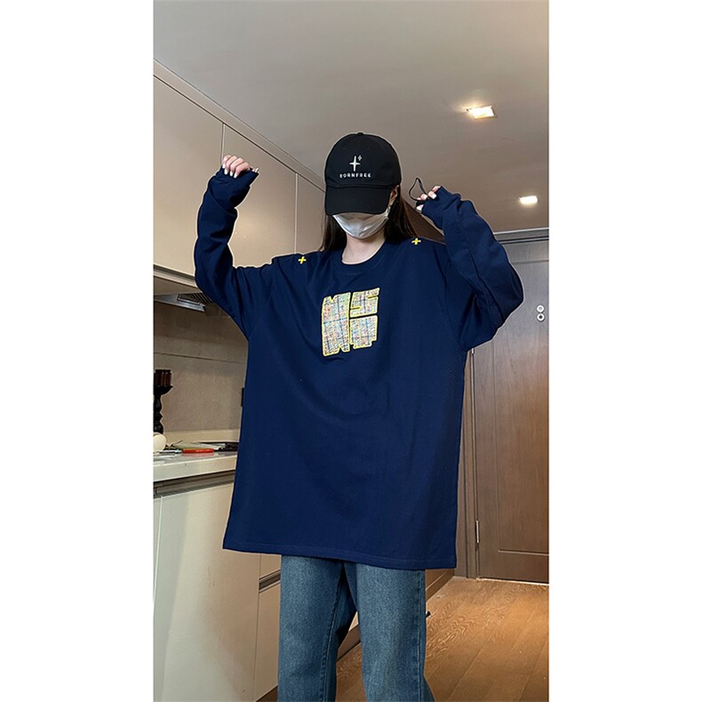 自家图现货 纯棉情侣宽松圆领刺绣风卫衣T恤男女WY18-特P35控58图片