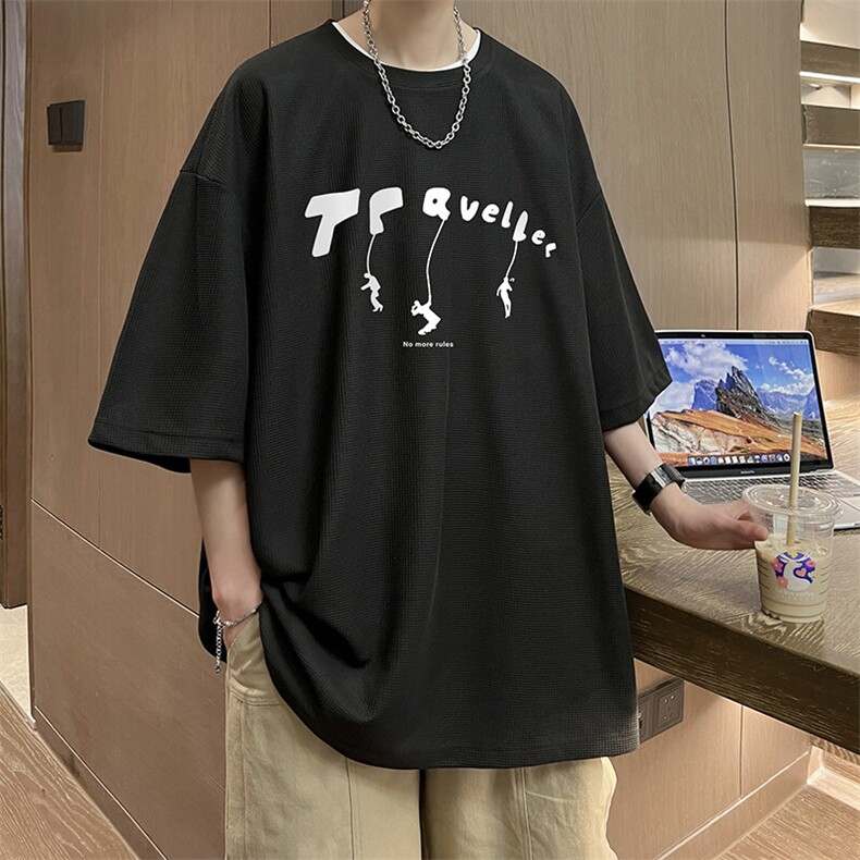 华夫格t恤男短袖男大码五分袖HT73449-P22,男装T恤,电商A040