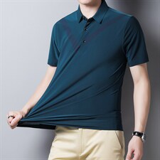 时尚上衣翻领百搭2023年夏季宽松中年长袖潮流T恤QPSF119，男装T恤，钱塘6003（原4033）