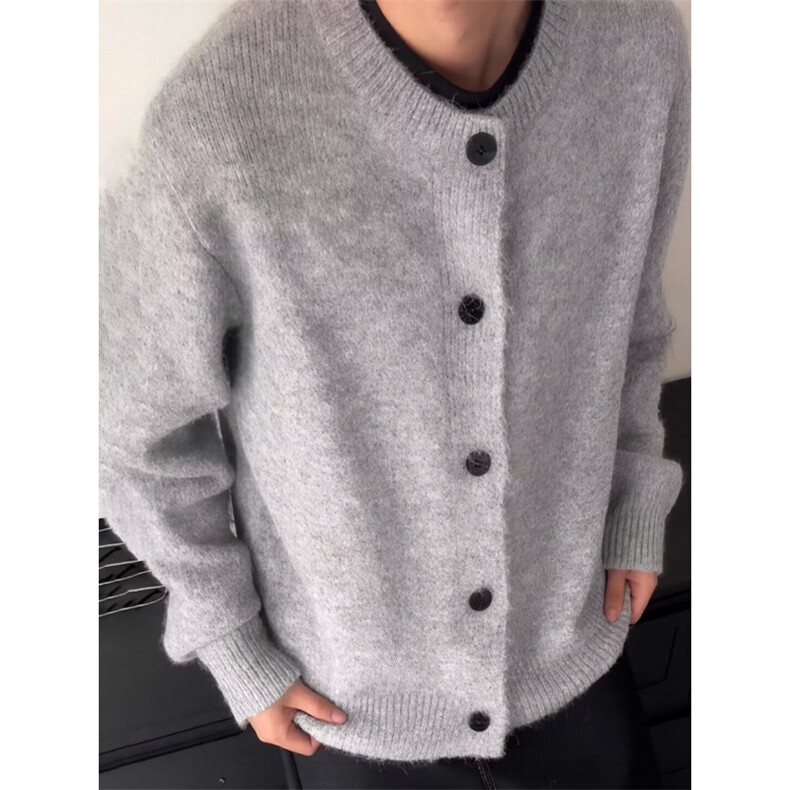 文艺气质新款原宿简约百花绒开衫毛衣潮流流行日系慵懒ins时尚，男装针织衫/毛衣，星座506A