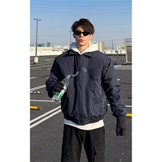 网图有货无拉链纯色版棉衣美式飞行夹克防水翻领棉服男A205-P75，男装夹克，星座1505