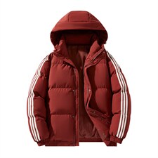 冬季港风三条杠撞色连帽棉衣加绒加厚拼色加厚棉衣外套MY6088P90，男装棉衣，电商A128