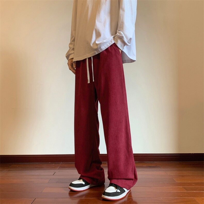 秋款垂感休闲裤宽松直筒裤灯芯绒拖地裤,男装休闲裤,星座310A-4