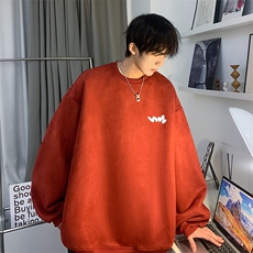 港风春季麂皮绒2023INS潮流印花宽松圆领卫衣JK23379特批36-控59，男装卫衣，星座605(原A050)