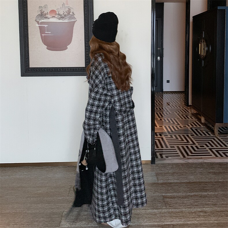 现货格子双面羊绒大衣2C007-172-P335-K498,女装羊绒大衣,2C007