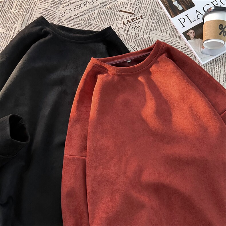 光板鹿皮绒春秋港风卫衣休闲潮牌圆领纯色多颜色外套WY6111-P40图片