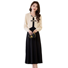 时尚潮流两件套毛衣连衣裙2024年冬季新款，女装套装/套裙，鑫鑫美