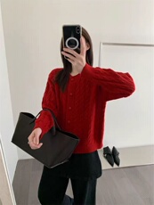 2025年秋季宽松型通勤长袖单件时尚百搭通勤简约开衫，女装针织衫/毛衣，锦瑟羊绒