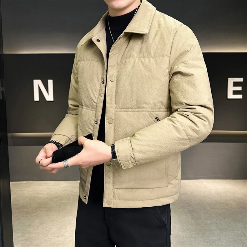 店主风商务休闲翻领轻薄白鸭绒特殊面料羽绒服男,男装羽绒服,电商B255