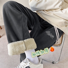 wassuphappy羊羔绒束脚卫裤男冬季潮牌加绒加厚保暖运动休闲裤子，男装休闲裤，星座217-2