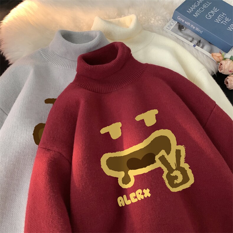 高质量！秋冬季高领毛衣加绒加厚翻领针织衫男毛衣FL548-特P38图片
