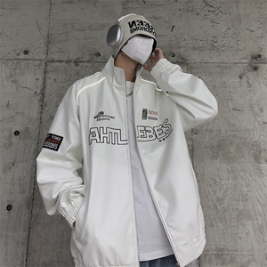春季新款机车服夹克男潮炸街痞帅外套宽松赛车潮牌JK079-P83图片