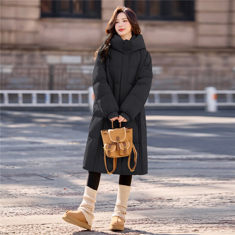 2025时尚简约加厚保暖休闲长款羽绒服,女装羽绒服,深水步