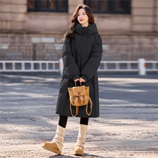 2025时尚简约加厚保暖休闲长款羽绒服，女装羽绒服，深水步