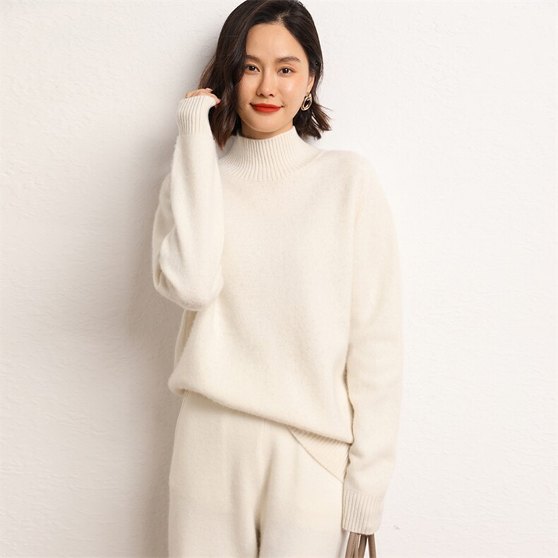 秋冬新款半高领山羊绒衫女羊绒打底衫简约套头毛衣图片