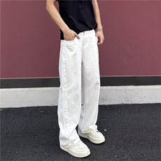 春秋季新款咖色牛仔裤男女潮流百搭宽松ins直筒阔腿裤LS2277-p45，男装牛仔裤，星座1008