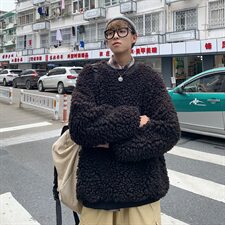 秋冬新款加绒羊羔绒套头云朵绒加厚打底卫衣mj393-p75，男装卫衣，电商B288