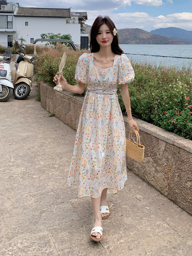 现货210-3266-P125-k178法式碎花甜美新款连衣裙,女装连衣裙,浙宝210（原浙宝191）