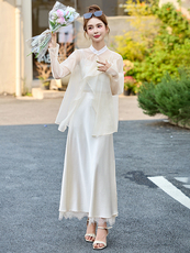两件套裙装夏季2025设计感长款披肩外套薄开衫宽松外套半身裙套装，女装套装/套裙，尚娜萱