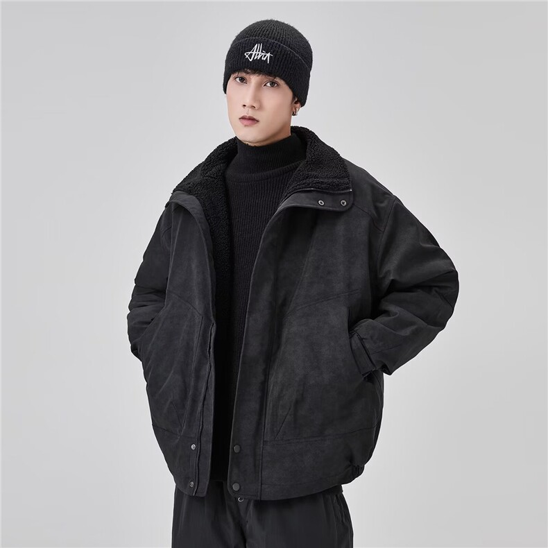 网图加绒加厚派克棉服休闲保暖羊羔棉衣棉袄外套A025-BY15359-P88,男装棉衣,电商A025