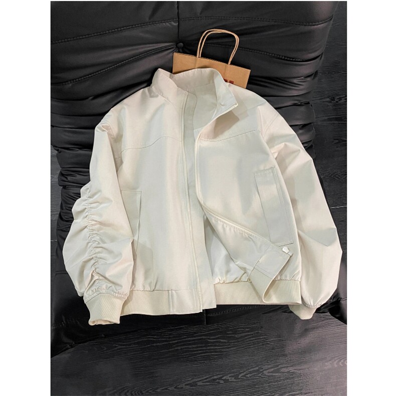 2026春季新款夹克外套男抖音得物品质立领褶皱松紧袖外套6163-P33，男装夹克，星座207