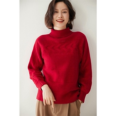 时尚高领麻花编织女士羊绒衫舒适保暖显瘦毛衣，女装羊绒衫，迎冬羊绒