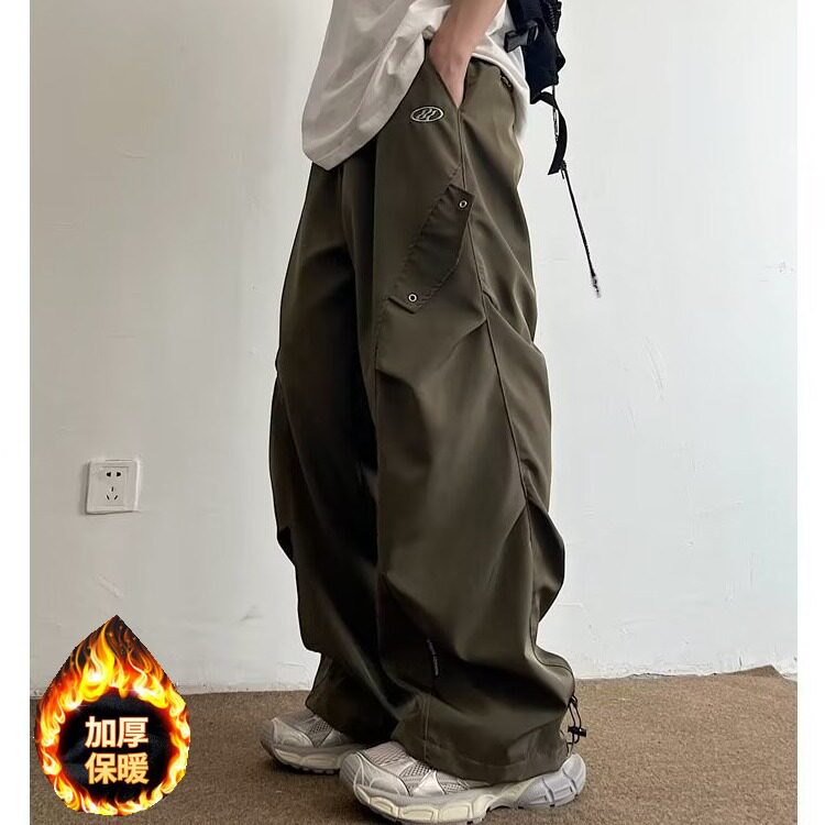 潮流帅气工装伞兵裤男生2025新款秋冬季潮牌宽松加绒直筒jr15p45，男装工装外套，电商D315A