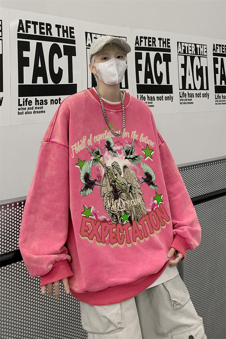 美式潮牌重磅水洗做旧圆领卫衣力推大码男BK5550-P58加绒P66,男装卫衣,星座517A