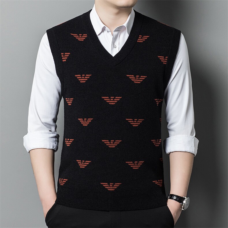 AFLM533钱塘2020-3中老年秋季新款休闲简约V领针织衫背心P59，男装背心/马甲，钱塘207-3