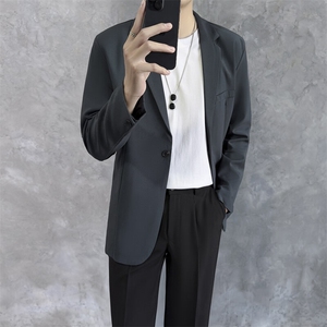 休闲西服西裤套装男士春季韩版蓝色痞帅单西小西装外套TK71