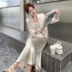 新品2026绸缎套装两件套小西装+吊带裙2C116-2538-P175-K248，女装套装/套裙，2C116