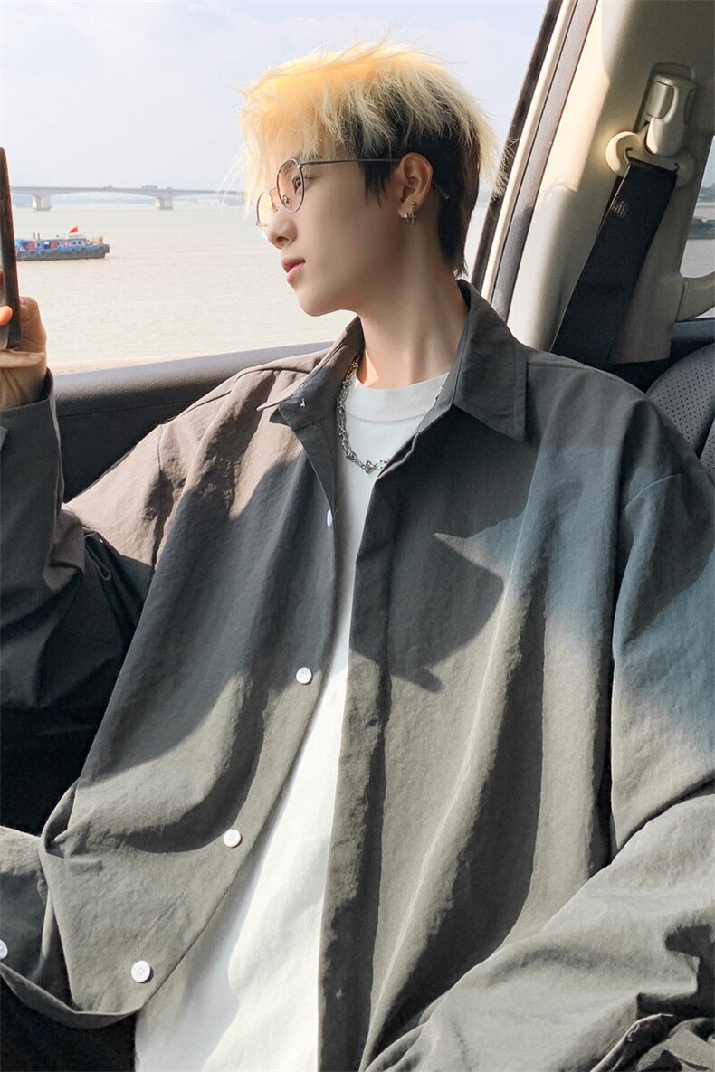 ！2025春季新款男士纯色长袖衬衣简约白衬衫CS06特P35,男装衬衫,电商B220