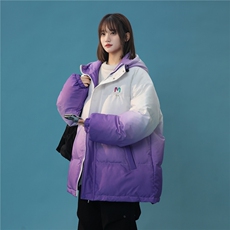 XZ-230-1MY52中性风简约轻奢扎染渐变刺绣休闲连帽棉服P128控158，男装棉衣，星座230-1