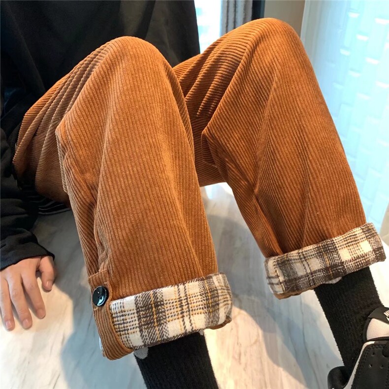 灯芯绒卡其色裤子春秋高街风K1929P33,男装休闲裤,星座1116-2