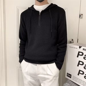 春秋季针织连帽卫衣男士潮流休闲修身舒适保暖长袖毛衣潮 S606图片