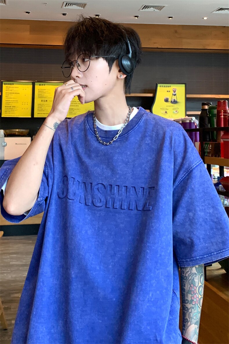 ！2025夏季新款男士钢印纯棉水洗短袖T恤半袖XT141特P35控58,男装T恤,电商B220
