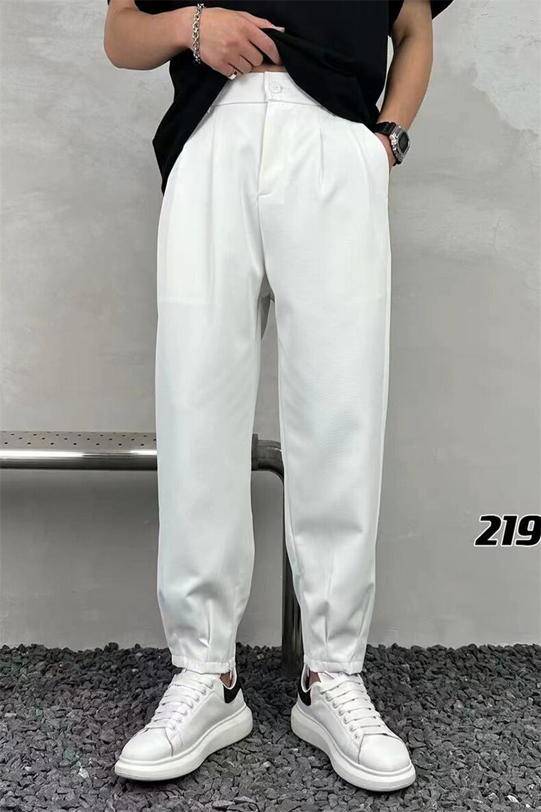 男简约宽松休闲裤垂感纯色枭光长丝面料长裤A329-K2195-P48,男装休闲裤,电商A329