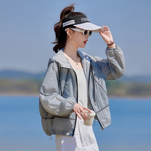 夏季冰丝防晒衣女拼色2026新款小个子防紫外线休闲开衫外套涂层型图片