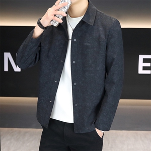 店主风夹克外套男春秋休闲百搭时尚翻领男士夹克上衣N7958-P90,丝绒连衣裙子搭配什么外套图片