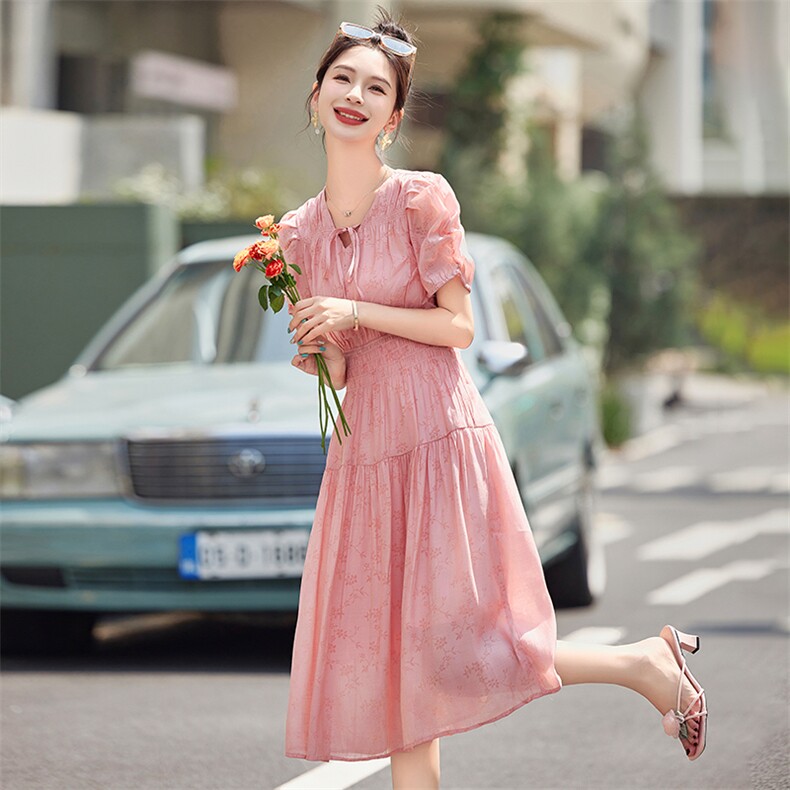 2024年夏季现货新款仙女中长款连衣裙,女装连衣裙,多彩