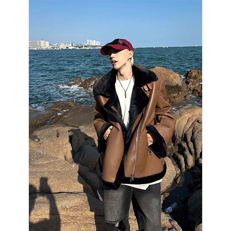 现货-美式机车棉服皮毛一体外套加绒棉衣218-7-M123-P135-控168,男装棉衣,星座218-7