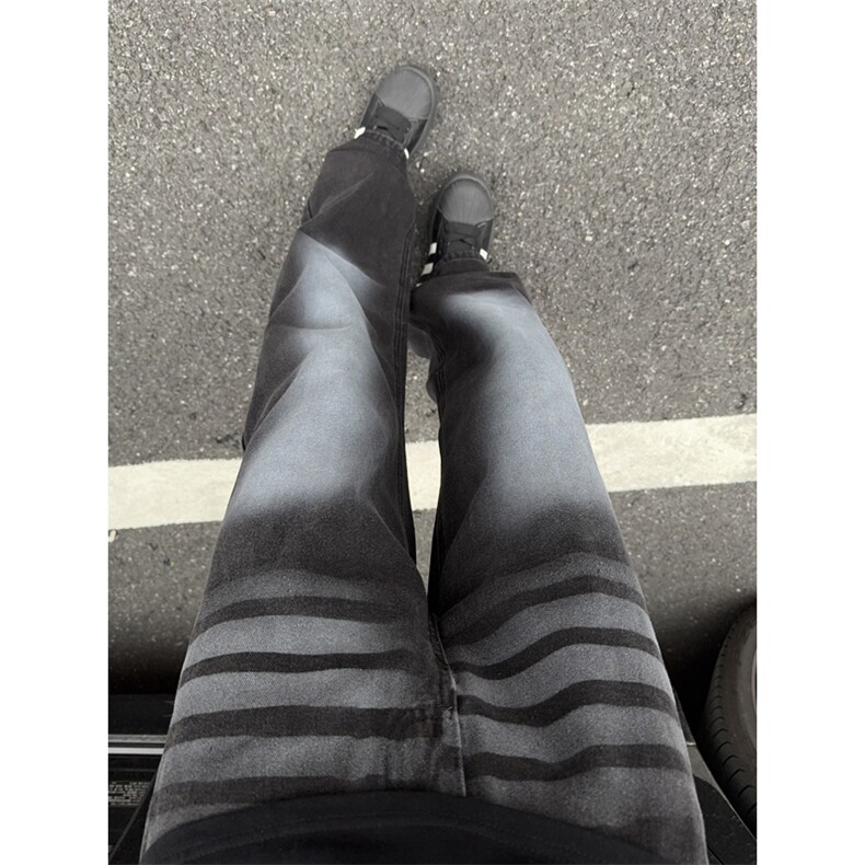 B221美式ins高街暗黑重工艺宽松直筒牛仔裤LK23125-P65控88，男装牛仔裤，电商B221