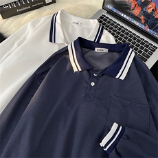 港风秋款男POLO领条纹卫衣华夫格休闲夹克外套WY8510P35，男装卫衣，星座1013-1