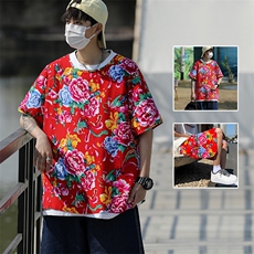 TZ2023夏季男女休闲运动圆领短袖T恤衫短裤可套装单选大码汉服潮，男装休闲套装，星座115A(原星座507）