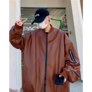 美式机车皮衣外套男秋季oversize高级感潮牌夹克棒球服 W7866-P65图片