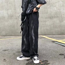 美式潮牌扎染阔腿裤子高街ins复古牛仔裤男痞帅老爹裤NK518-p40,男装牛仔裤,星座1008-1