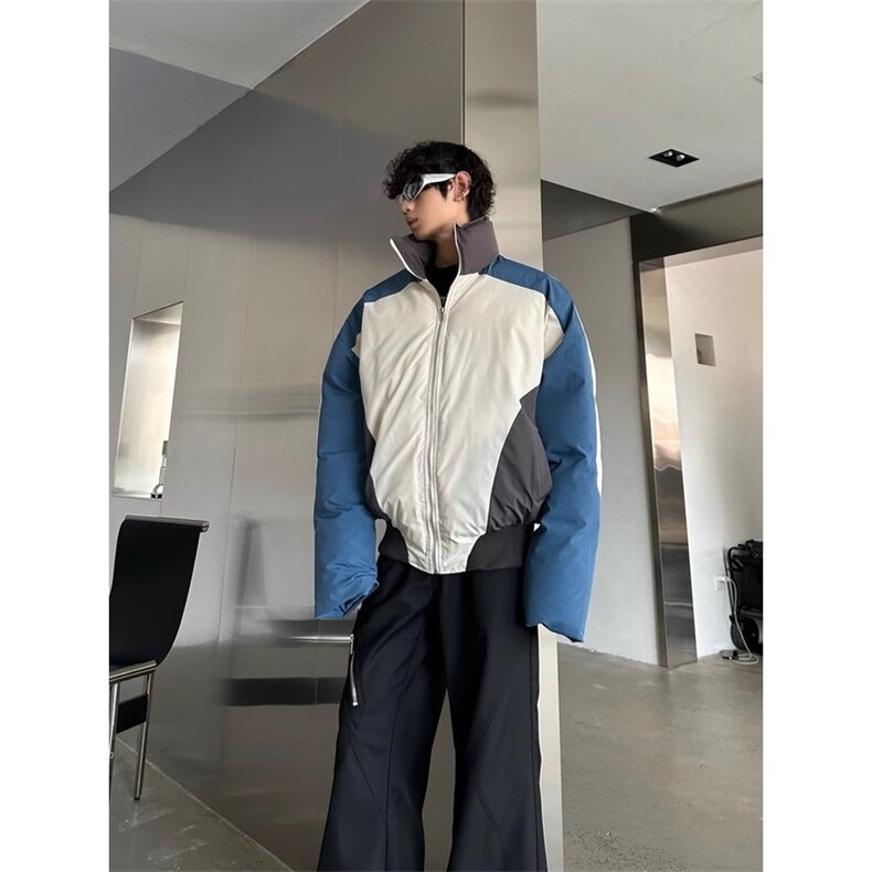 撞色立领棉服外套休闲情侣面包服棉衣MY021特P79,男装棉衣,星座908-1