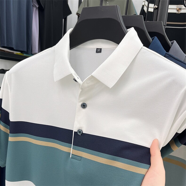 男士冰丝短袖T恤商务休闲夏季薄款翻领Polo衫中年男装体恤潮,男装T恤,电商B212（原钱塘6029）